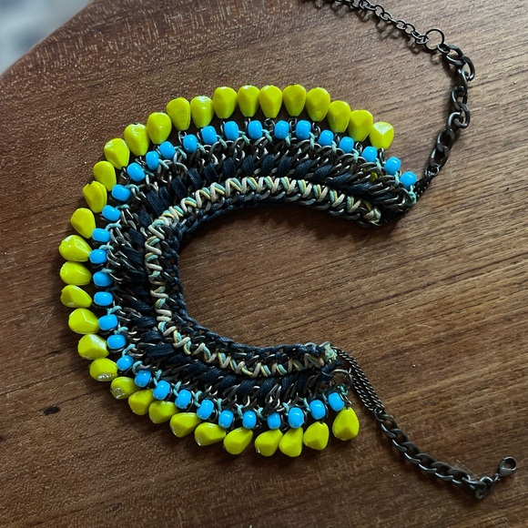 Yellow Light blue beaded necklace - Picture 1 of 1